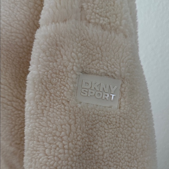 DKNY Cream Sherpa Zip Jacket - Picture 4 of 10